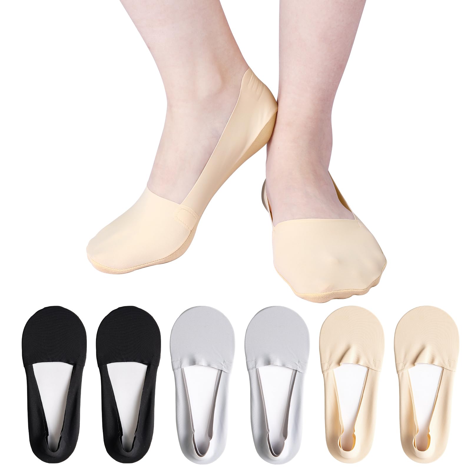 TAGVO 6 Pairs Women Invisible Lace Socks Low Liner Non Slip Soft Breathable Boat Socks For Loafers Sneakers Flat Boat Shoes Black, 2 X Black, 2 X Grey, 2 X Nude - View #7