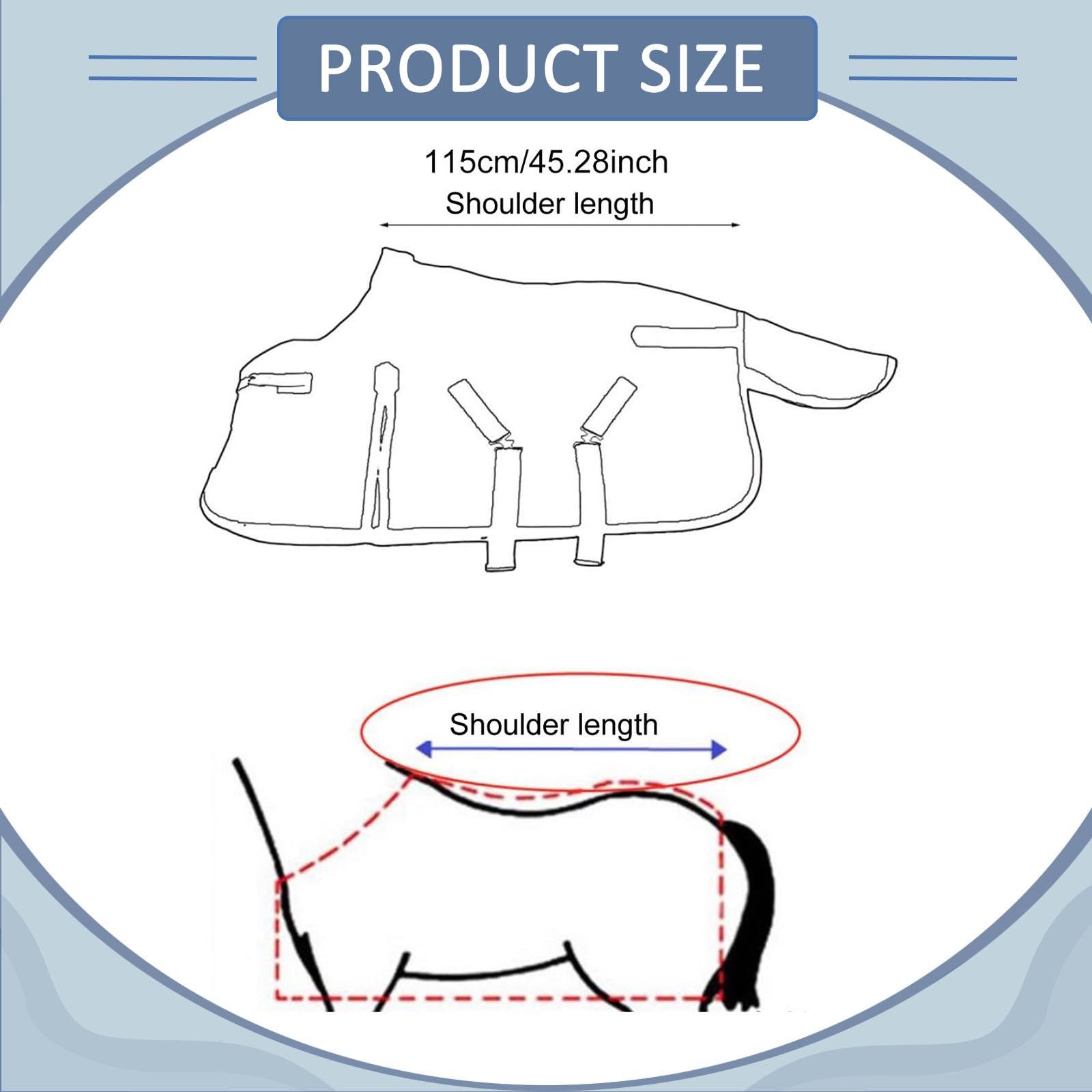 Qianly Coperta per Cavallo Imbottita Antivento Impermeabile Traspirante Rivestimento Poliestere Oxford per Proteggere dal Freddo Abbigliamento Cavallo, 115 Cm