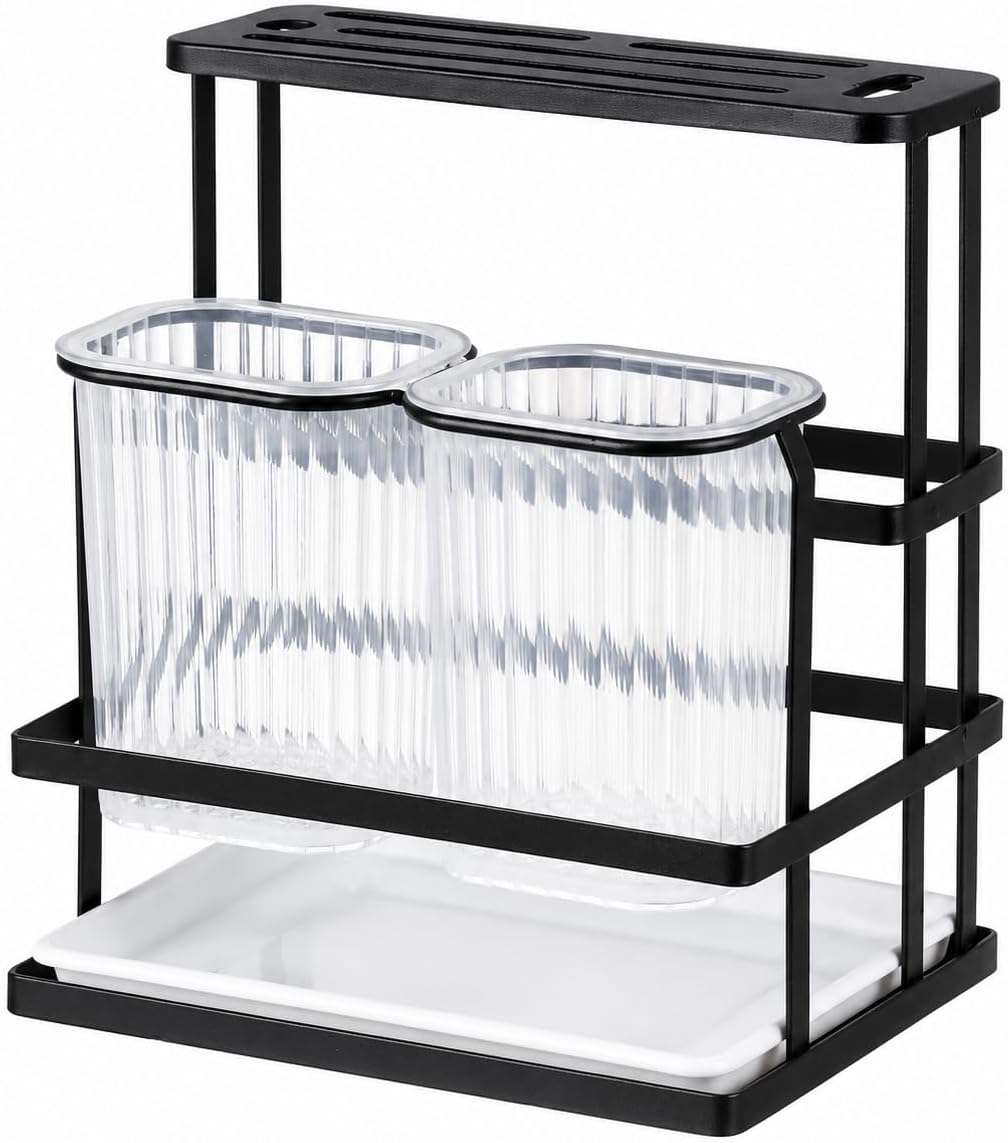 Wall-Mounted Utensil Holder, Metal, Black