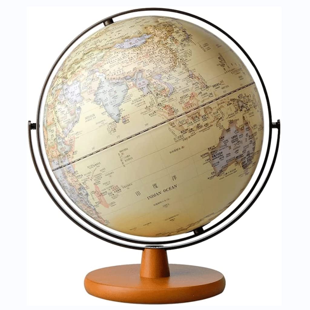 Globi Geografici Mappamondo Mondiale Illuminato Classico dell'ultima Versione con Supporto in Legno 2 in 1 Mappamondo Grande geografico Mappamondo Antico da Tavolo 30 cm Home Decor