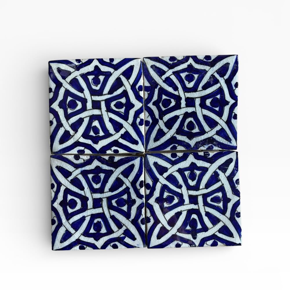 Carreaux marocains en faïence bleue et blanche 10x10 pour revêtement mural mural