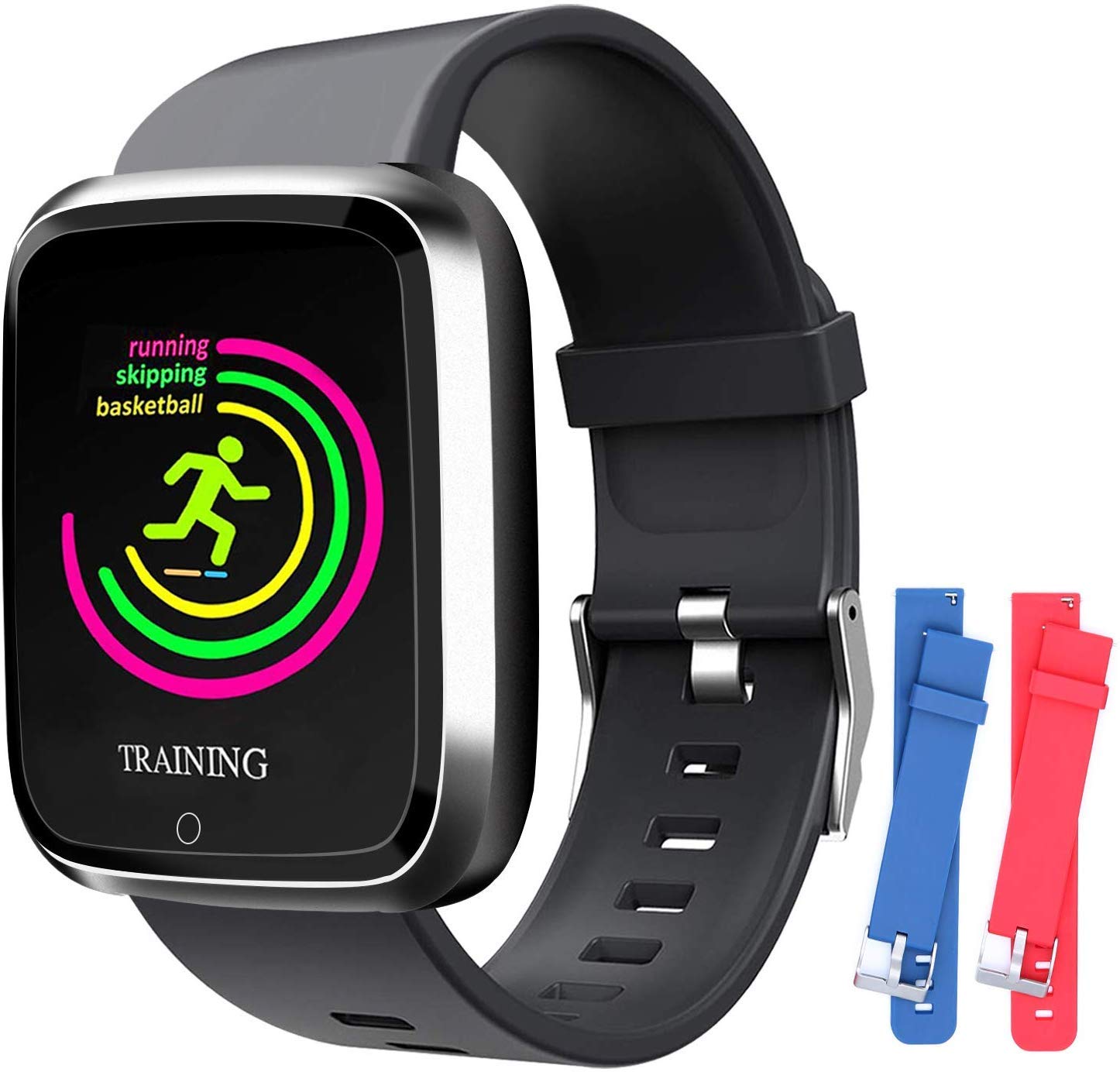 Smart Watch, Smartwatch with SMS/Caller ID, IP67 Waterproof Smart Watch for Men/Women/Kids, Fitness Tracker Step/Calorie Counter, Heart Rate/BP/Blood Oxygen/Sleep Monitor, Compatible with iOS/Android