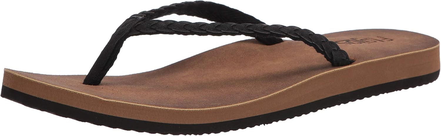 FLOJOS Women's Sky Flip-Flop, Black/TAN, 5