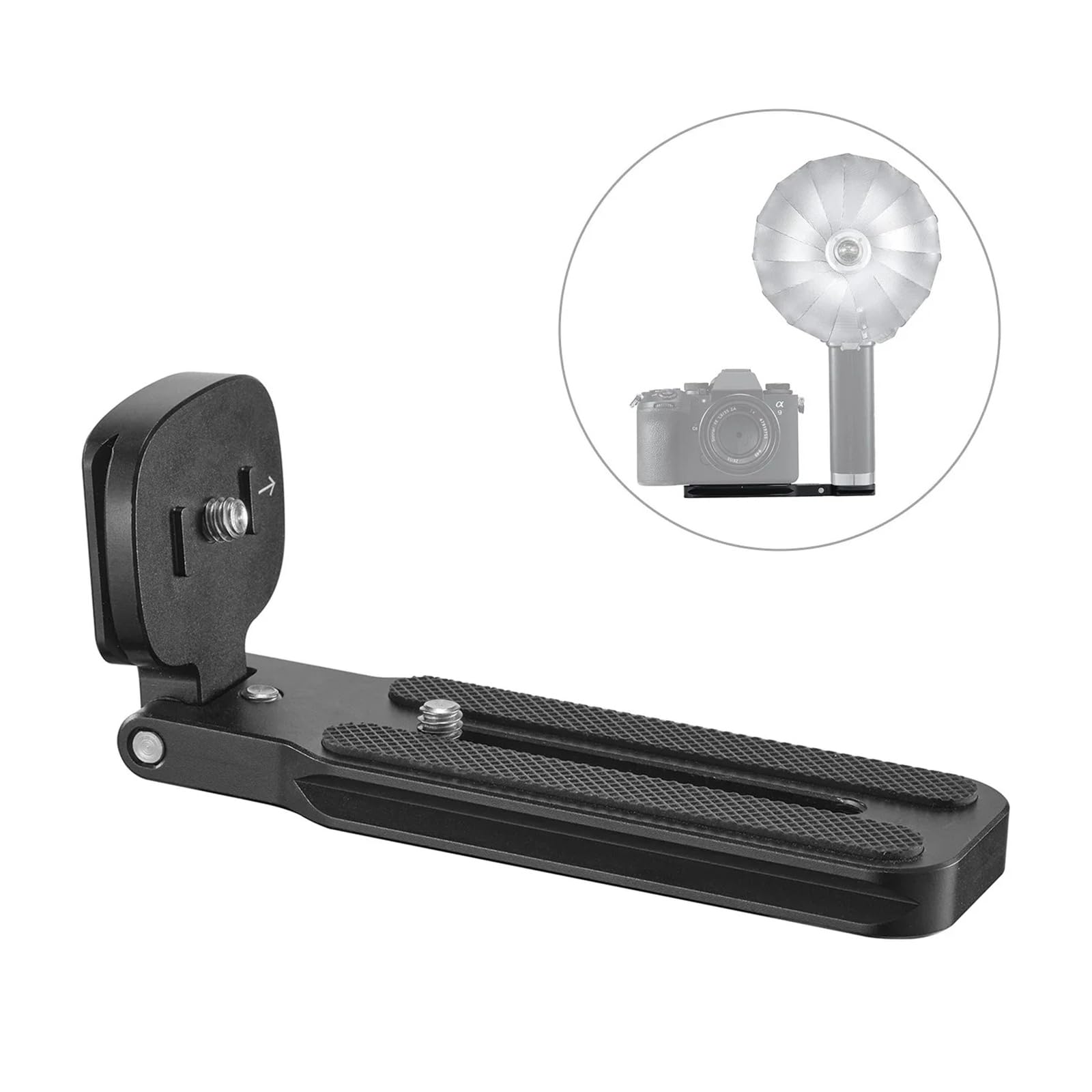 Placa de descarga universal con tornillo doble de 1/4 de pulgada para soporte de sistema de montaje AcraTripod, soporte de aluminio para estudio