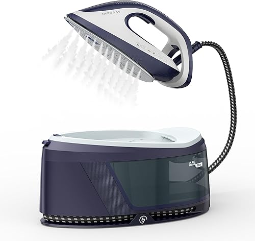 Plancha de vapor para ropa, estación de vapor profesional de 1500 W, tanque de agua de 67.62 onzas, apagado automático, autolimpieza, modo ECO,