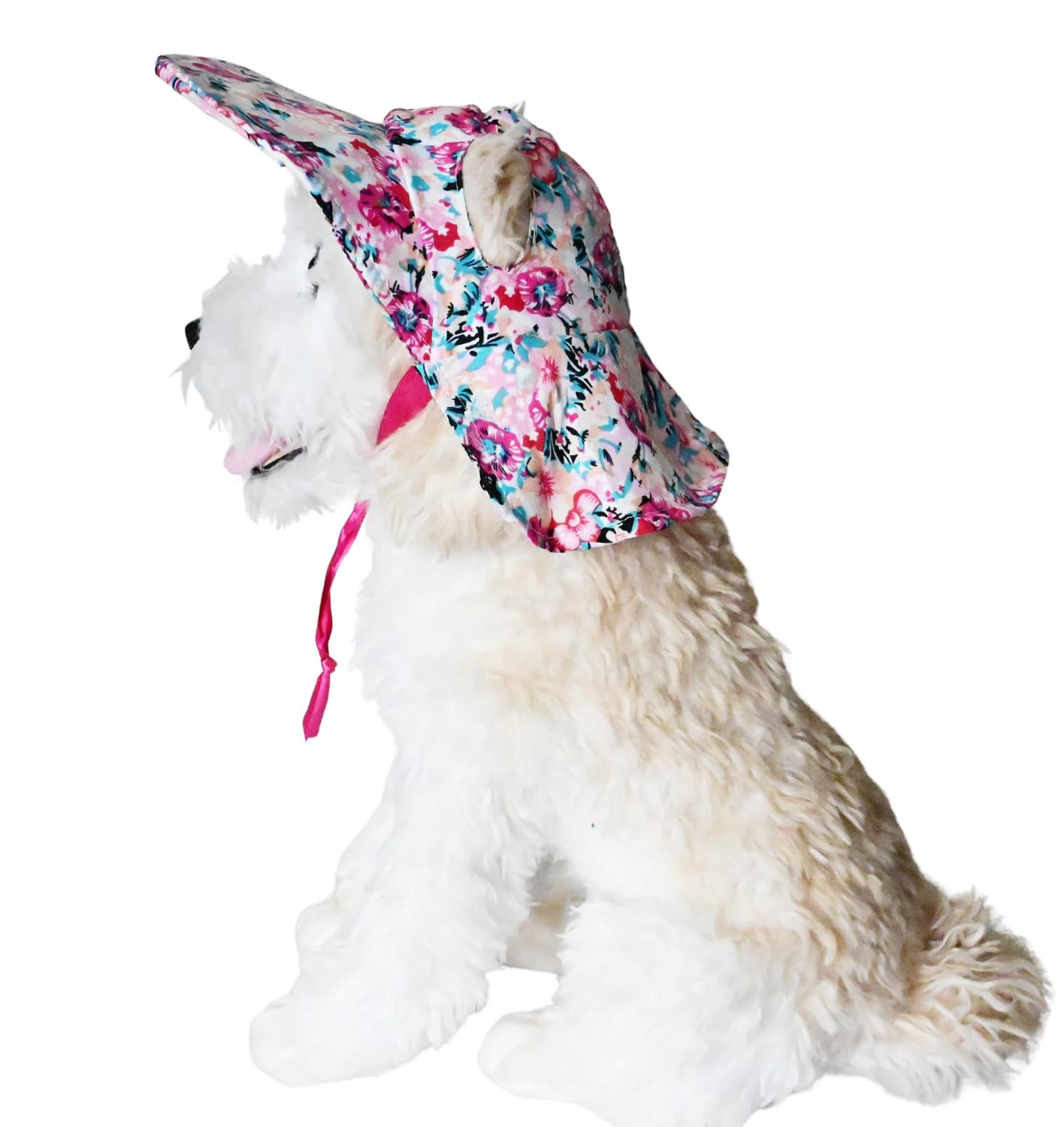 BT Bear Dog Hat,Flower Rural Lace up Pet Sunshade Hat Dog Hats for Cats Puppy Small Dogs,Pink S, Pink Flower - Image 4
