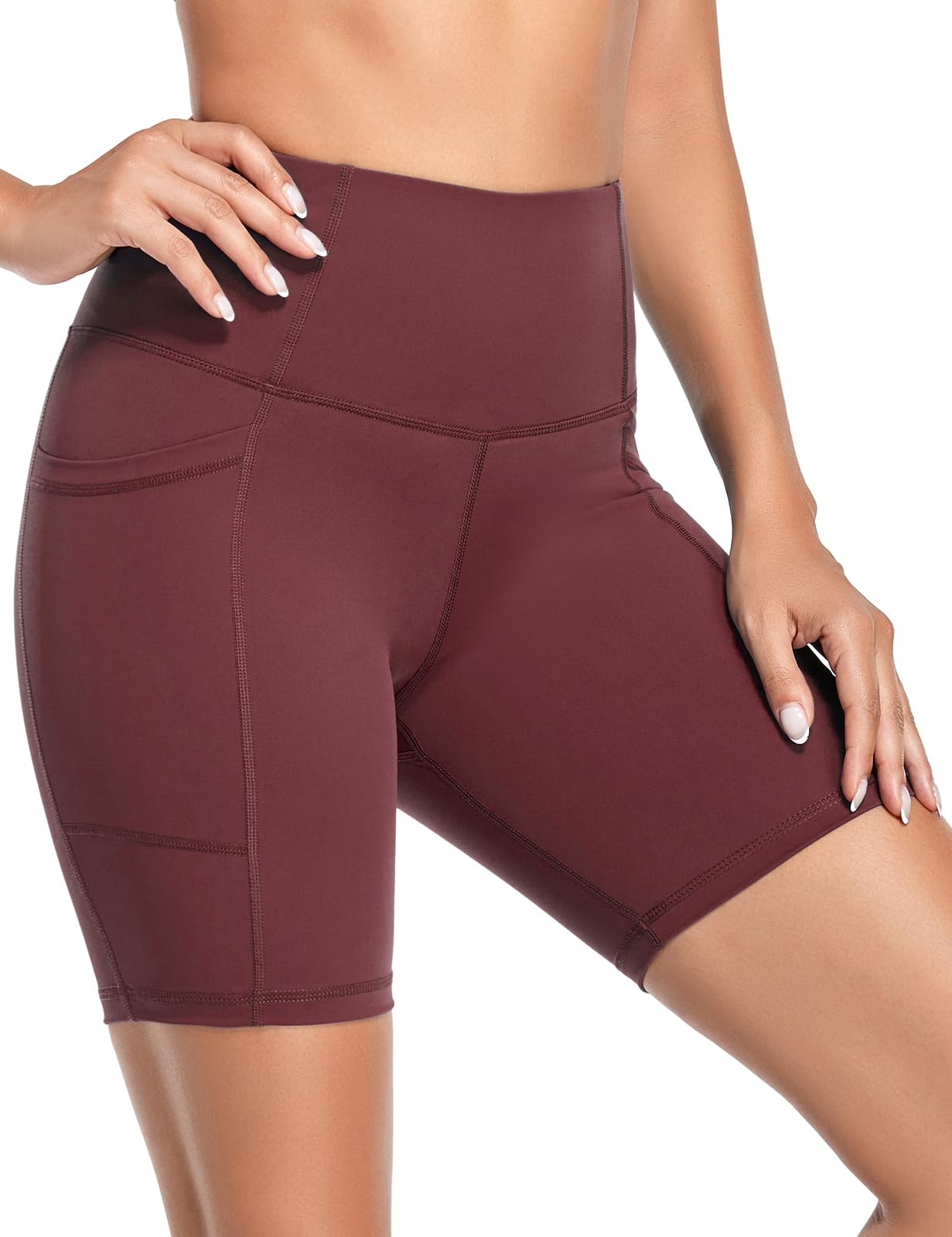 Pantalones cortos de yoga para mujer, con bolsillos altos, para correr, gimnasio, entrenamiento, ciclista, pantalones cortos de compresión — view 2