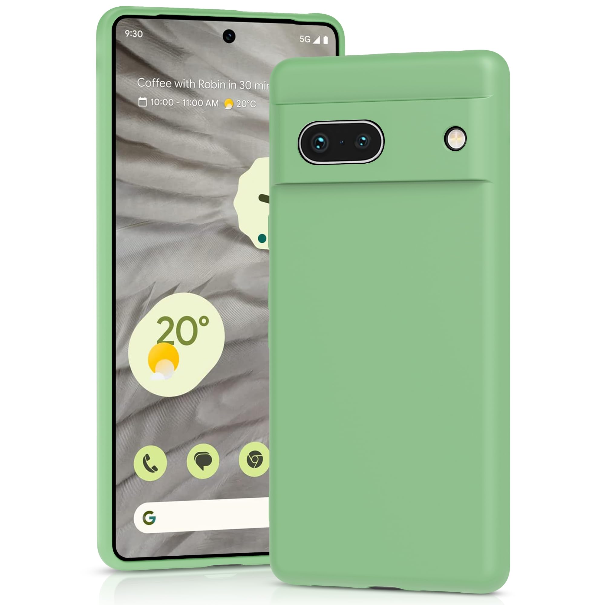 YATWIN Silicone Case for Google Pixel 7A 5G, Soft-Touch, Shockproof, DustProof, Antiskid Full Body Armour Phone Cover for Google Pixel 7A 5G - Mint Green