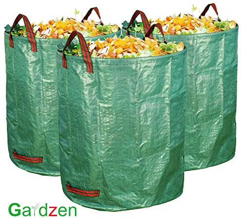 Gardzen 3-Pack 80 Gallon Garden Bag - Reuseable Heavy Duty Gardening Bags, Lawn Pool Garden Leaf Waste Bag #TOP5