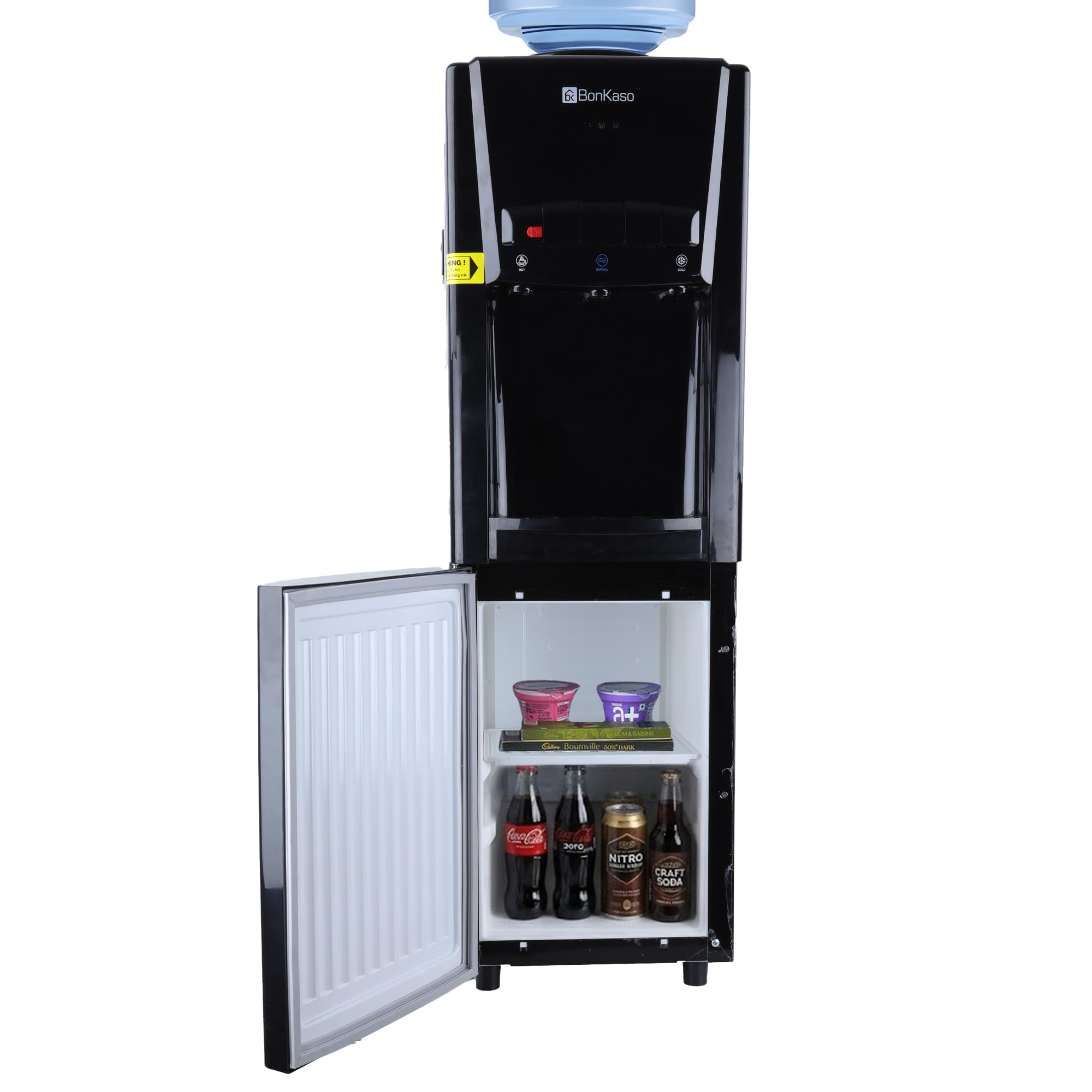 BonKaso Blueprint Hot & Cold Water Dispenser 21C Top Loading with Refrigerator Black