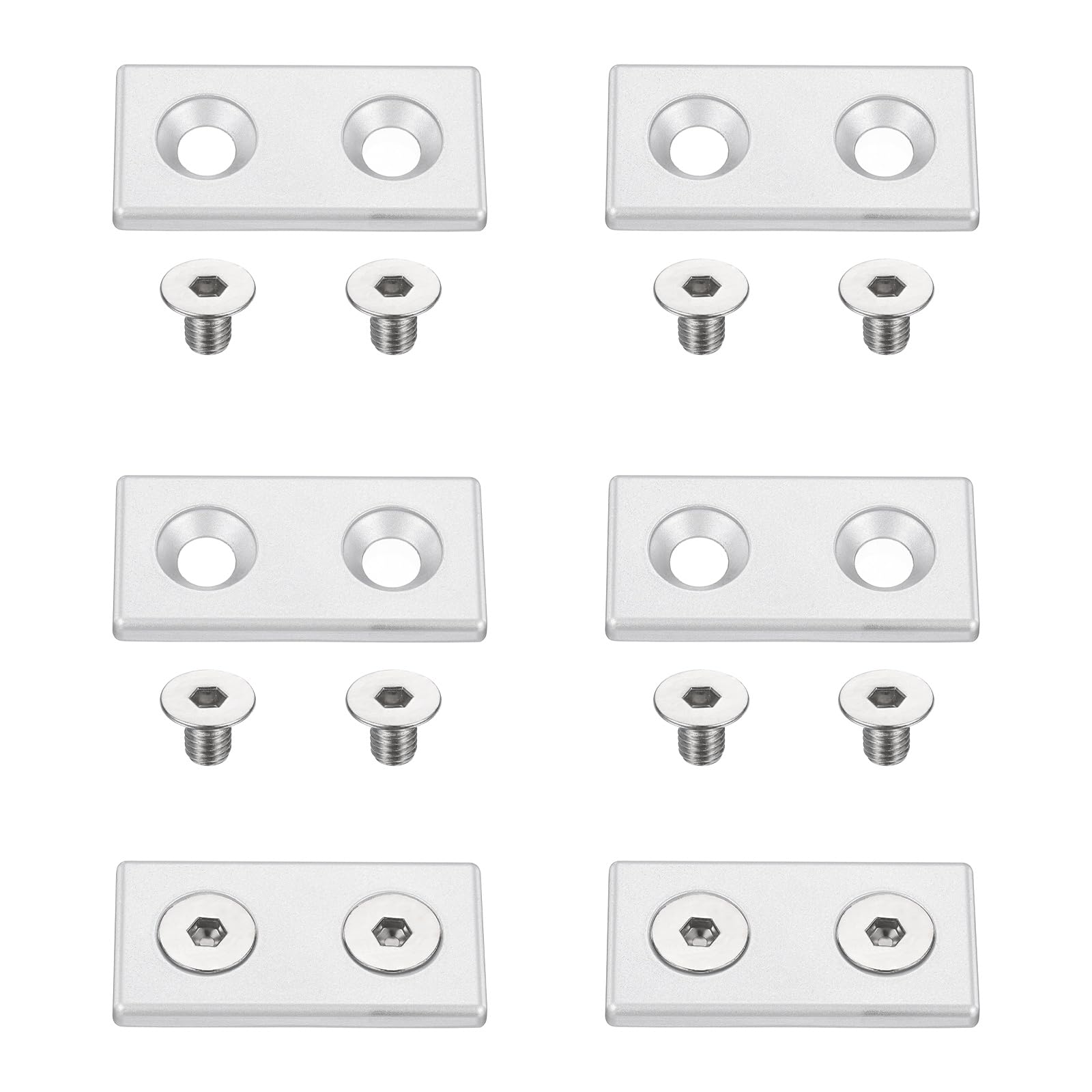 sourcing map 6Pcs Profile End Cap, Zinc Alloy 3060 Series EU Standard T-Slot Aluminum Extrusion End Cap Bracket with Screws for Storage Rack, Silver