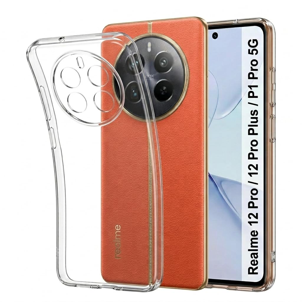JANAK RAJ Soft Crystal Clear Back Case Cover Compatible with Realme 12 Pro / 12 Pro Plus+ / P1 Pro 5G | 100% Transparent Shockproof Silicone 360 Protective Design - Clear