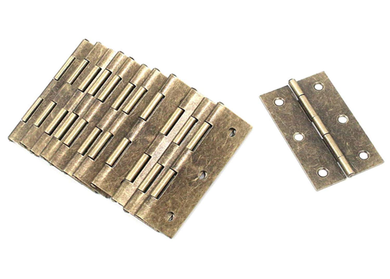 XMHF 12PCS Thickened Folding Butt Hinge, Cabinet Gate Closet Door Hinge 2" x 1.5" Home Furniture Hardware with Mounting Screws