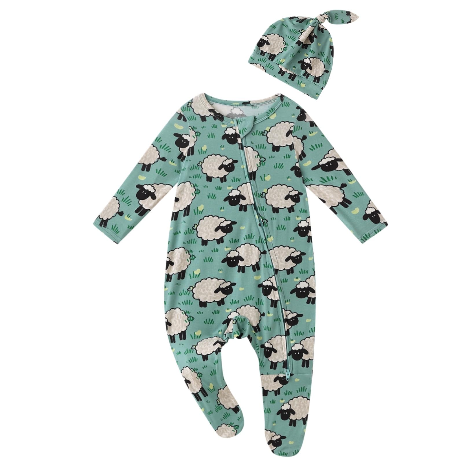 Baby One-Piece Footies Long Sleeve Rompers 2-Way Zipper, Viscose from Bamboo Baby Bodysuit Clothes for Boys Girls