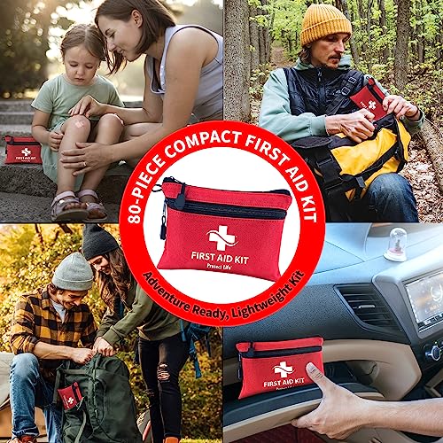 Protect-Life-Scar-Therapy-First-Aid-Kit-for-HomeBusinesses-HSAFSA-Eligible-Emergency-IFAK-Kit-Hiking-Camping-Travel-First-Aid-Kit-for-Car-Small-Survival-Medical-Kit-80-Piece