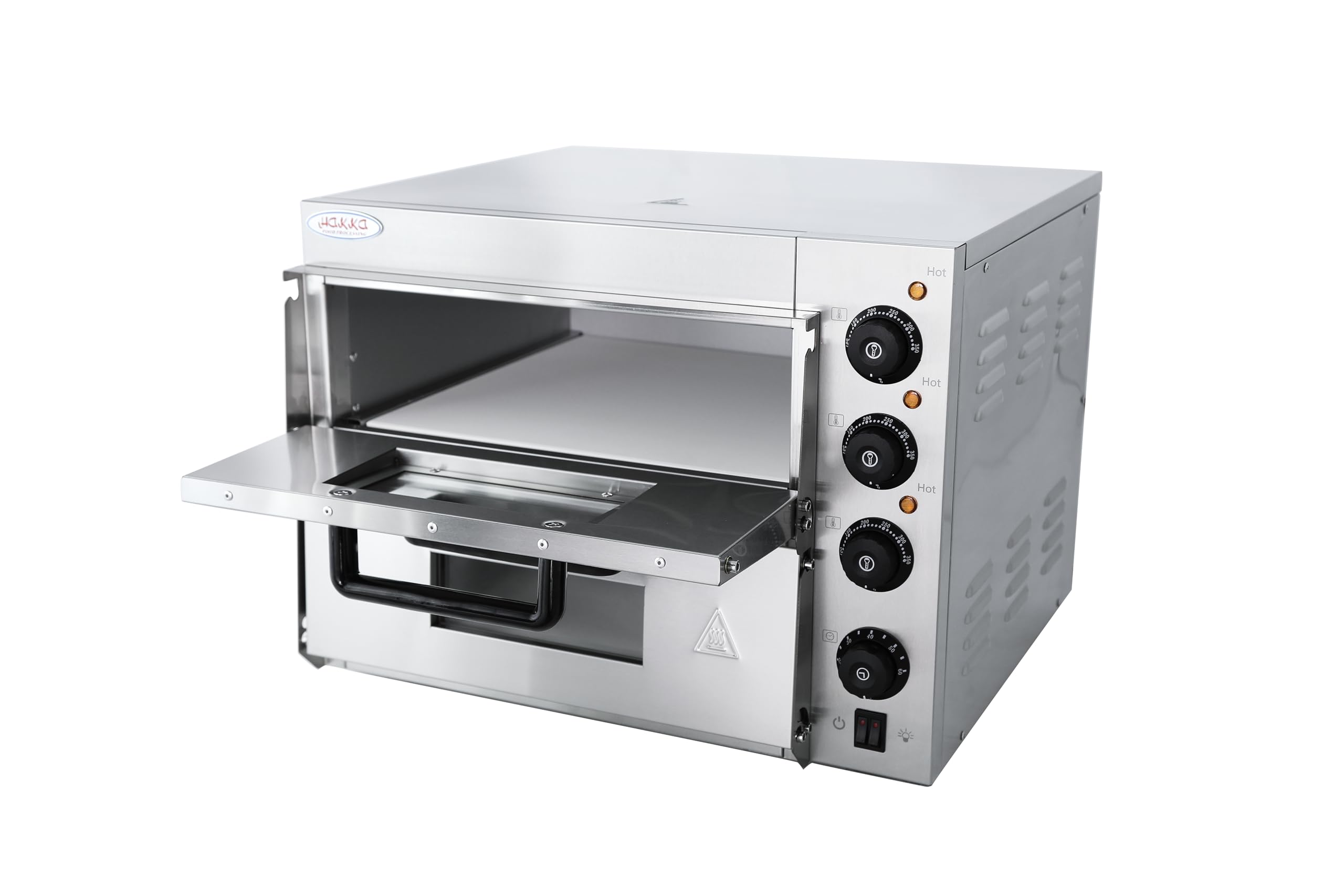 Hakka Professional Pizza Oven 3000 W, Double Layer, with 40 cm Refractory Clay Stone – Temperature Adjustment (50-350 °C) & Timer (0-60 min), for Restaurants, Bakery, Family Parties