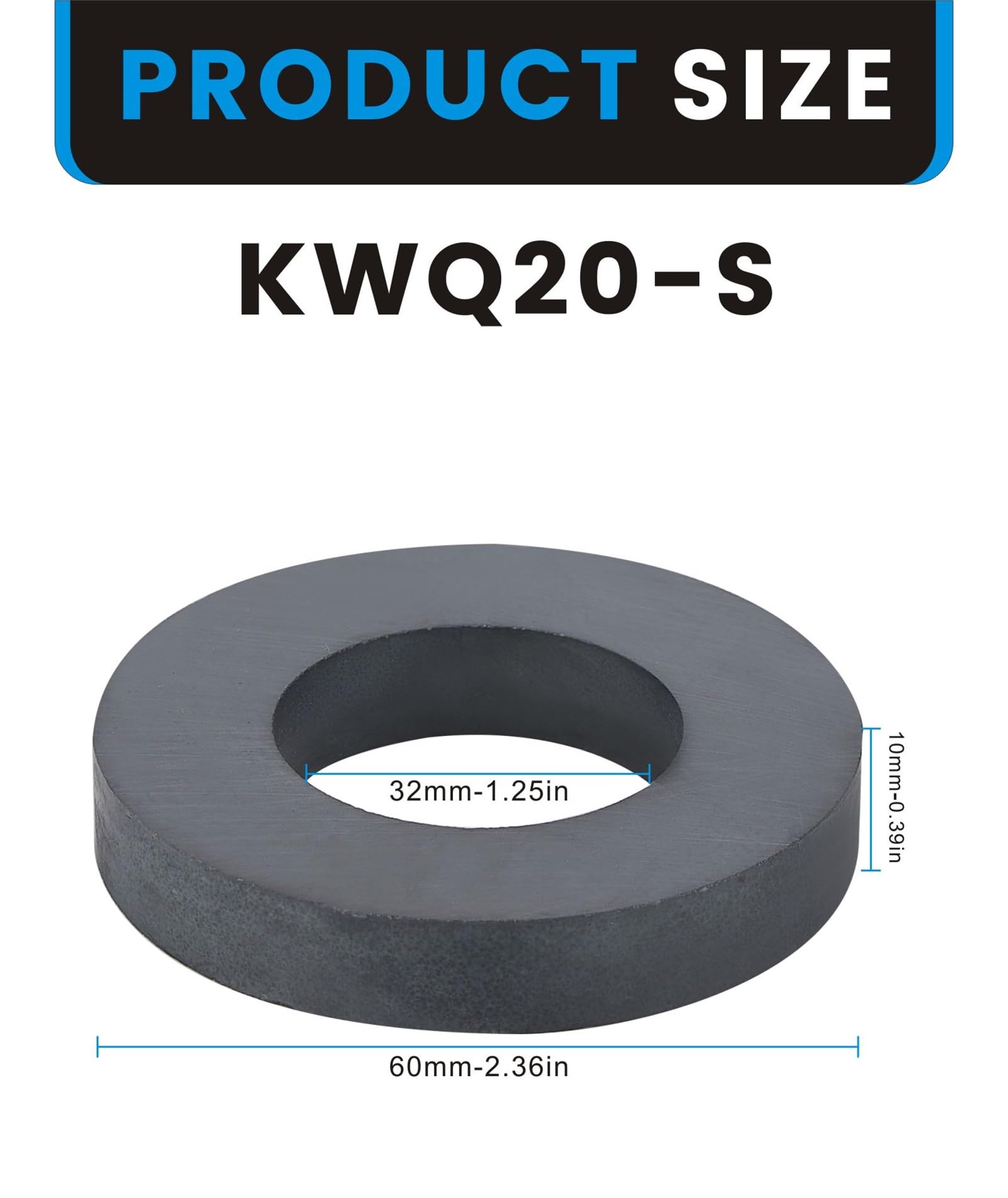 Ferrite Magnet Ring OD2.4 x ID1.3" x 0.4", Grade C8 Ceramic Magnets for Industry Science Experiment,Crafts and Hobbies-4pcs — Amazon image 2