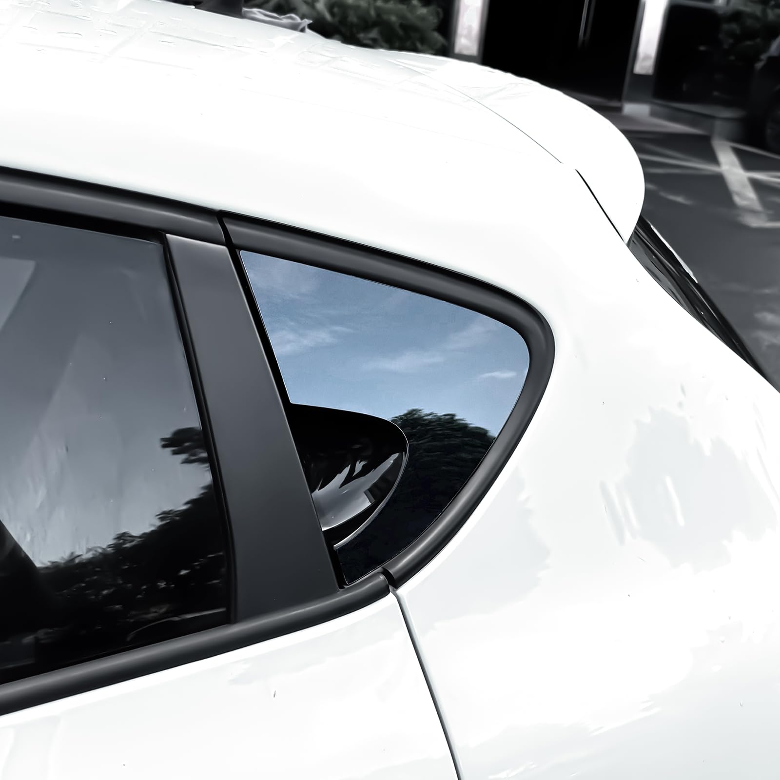 KUNGKIC Para Seat Leon 2005-2012 Coche Ventana Trasera Triangular Pegatina Exterior Decorativa Accesorios Regalo, ABS (Negro)