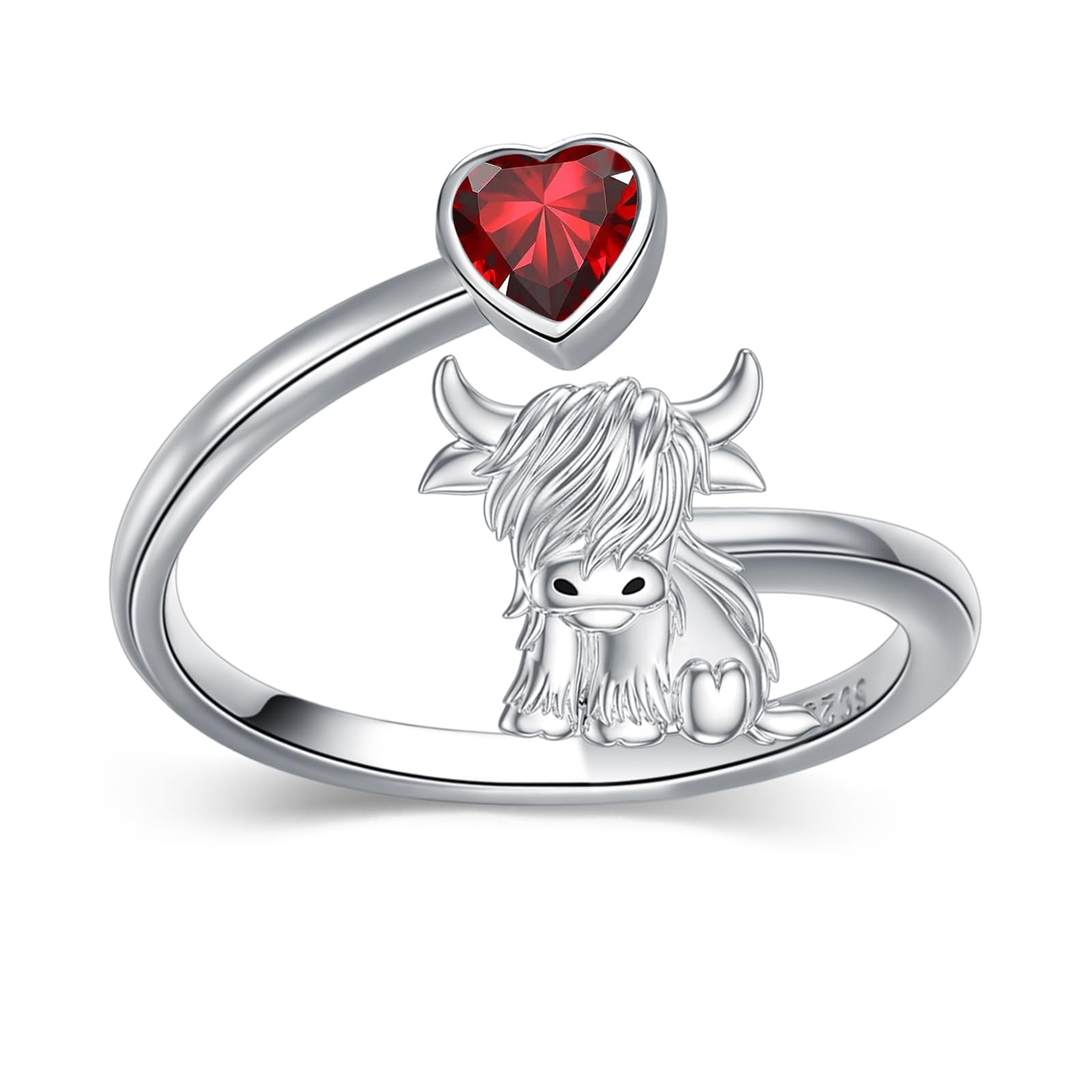 Bague réglable argent 925 femme pierre de naissance janvier - 5