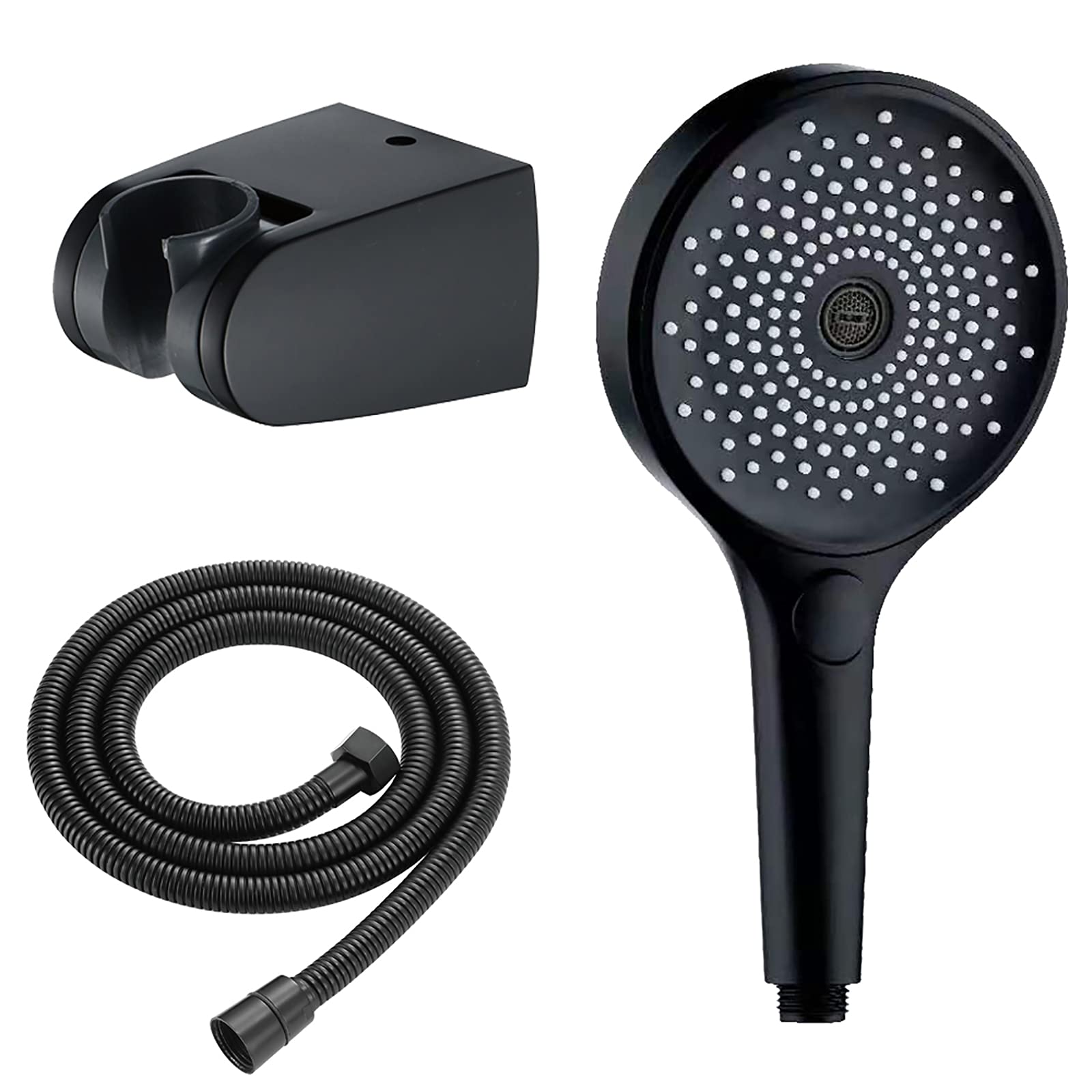 Alcachofa de Ducha, ABS Cabezal de Ducha Alta Presión Ahorro de Agua Cabezal de Ducha de Mano 3 Modos Universal Telefono Ducha con 1.5M Manquera Ducha, ABS Soporte de Ducha,Negro
