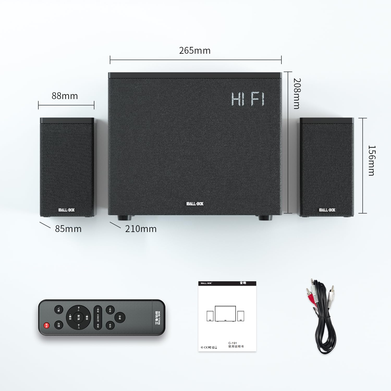 Altoparlanti per computer 2.1 da scrivania, 40 W RMS, Bluetooth 5.3, con subwoofer, cabinet in legno, Hi-Fi Bass, ingressi USB e AUX