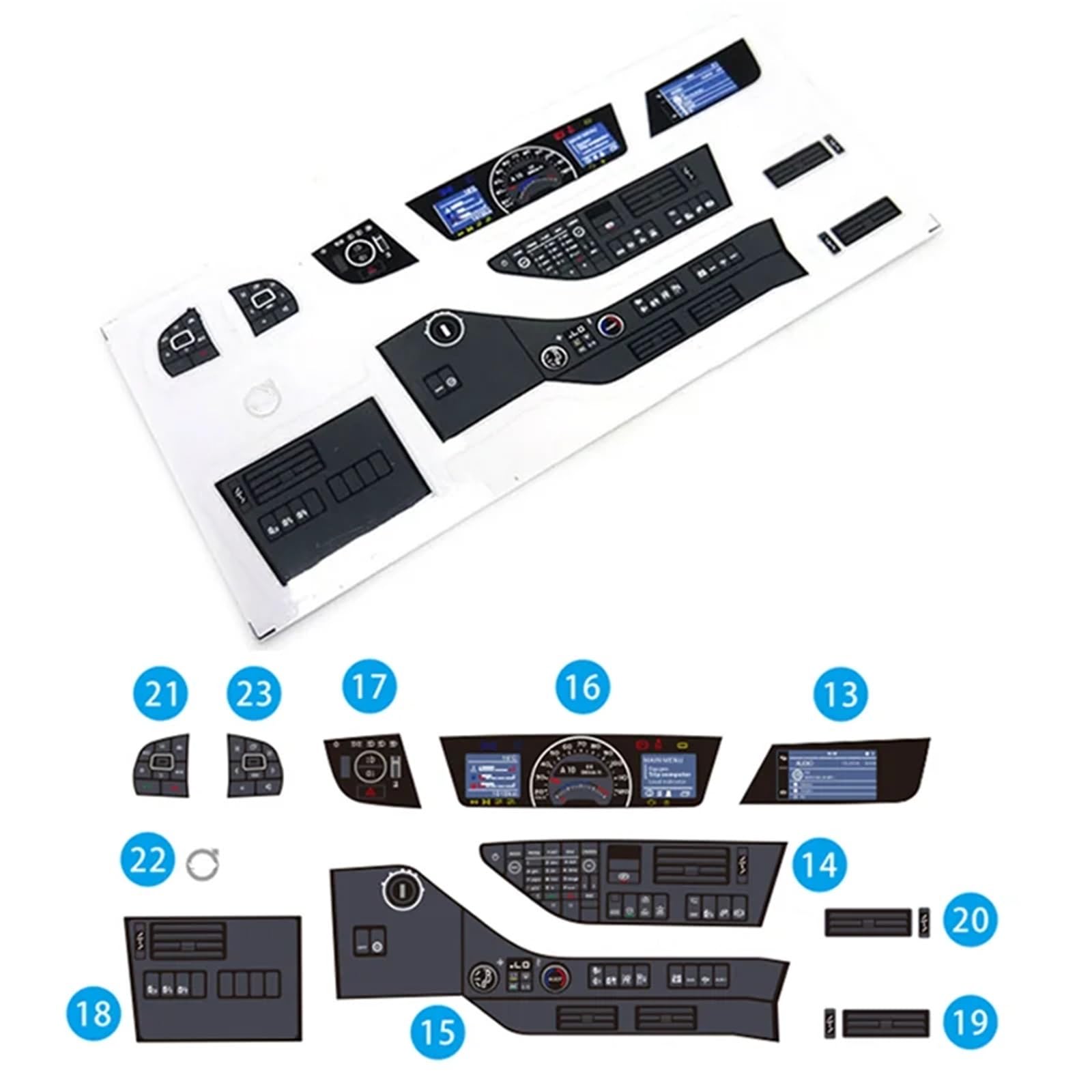 RC Modifikations Zubehör Für Tamiya Für Volvo 56360 56362 Für FH16 750 1/14 RC LKW Anhänger Kipper Auto Dashboard Dekorative Aufkleber DIY Teile