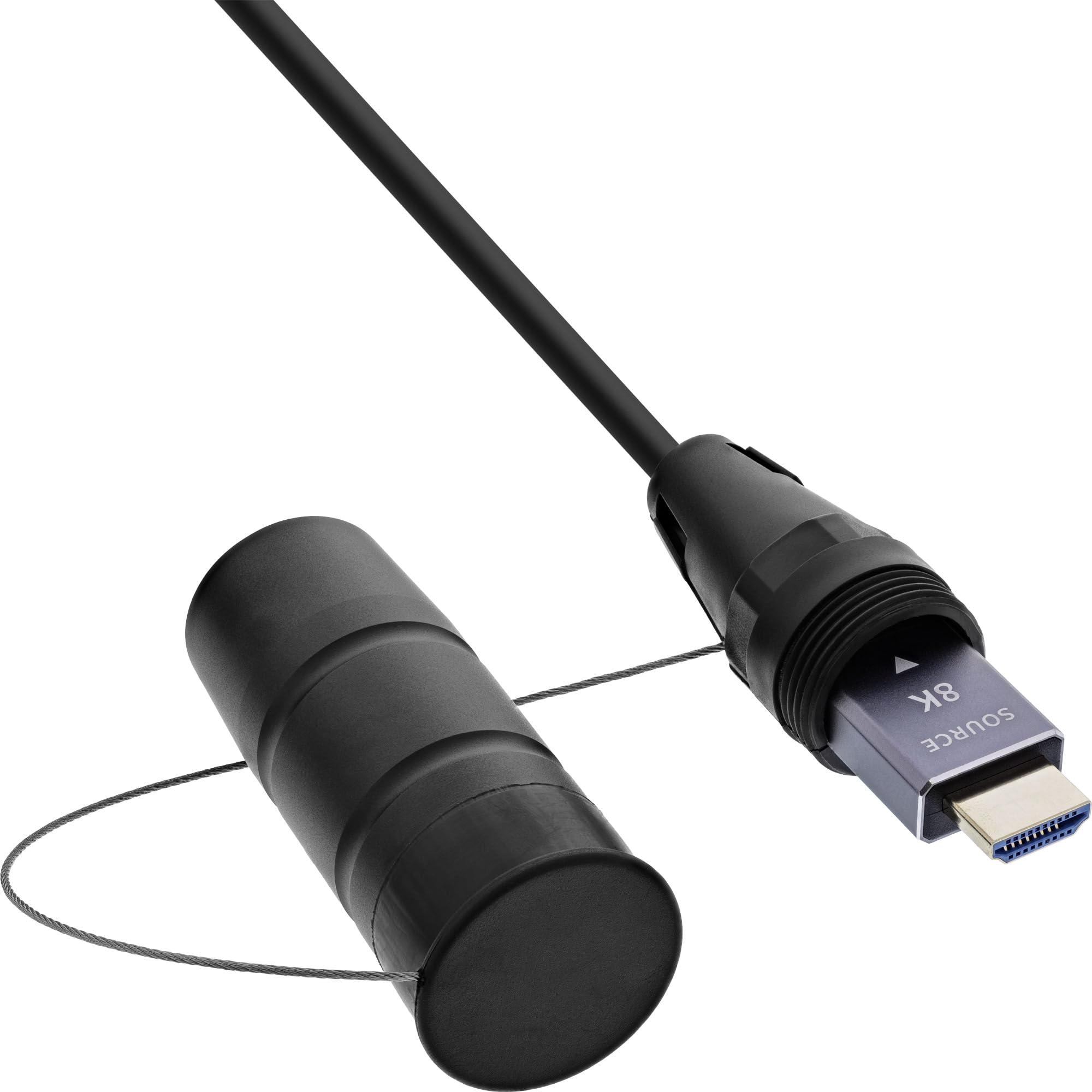 InLine Bęben kablowy HDMI, Ultra High Speed HDMI 2.1 AOC, 8K @ 60 Hz, 4K @ 120 Hz, 48 Gb/s, wtyczka HDMI typu A, PCW, czarny, 90 m, 17990T