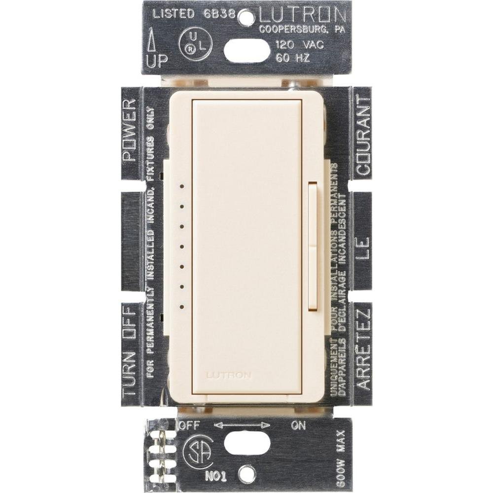 Lutron Maestro LED+ Dimmer Switch for Dimmable LED, Halogen and Incandescent Bulbs, 150W/150W/Single-Pole or Multi-Location, MACL-153M-AL, Almond Almond 1 Pack Dimmer