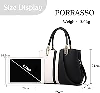 Vista 3 de PORRASSO Bolso de mujer Moda Top Handle Bolsos Señoras Tote Bolso de hombro Mujer Negro