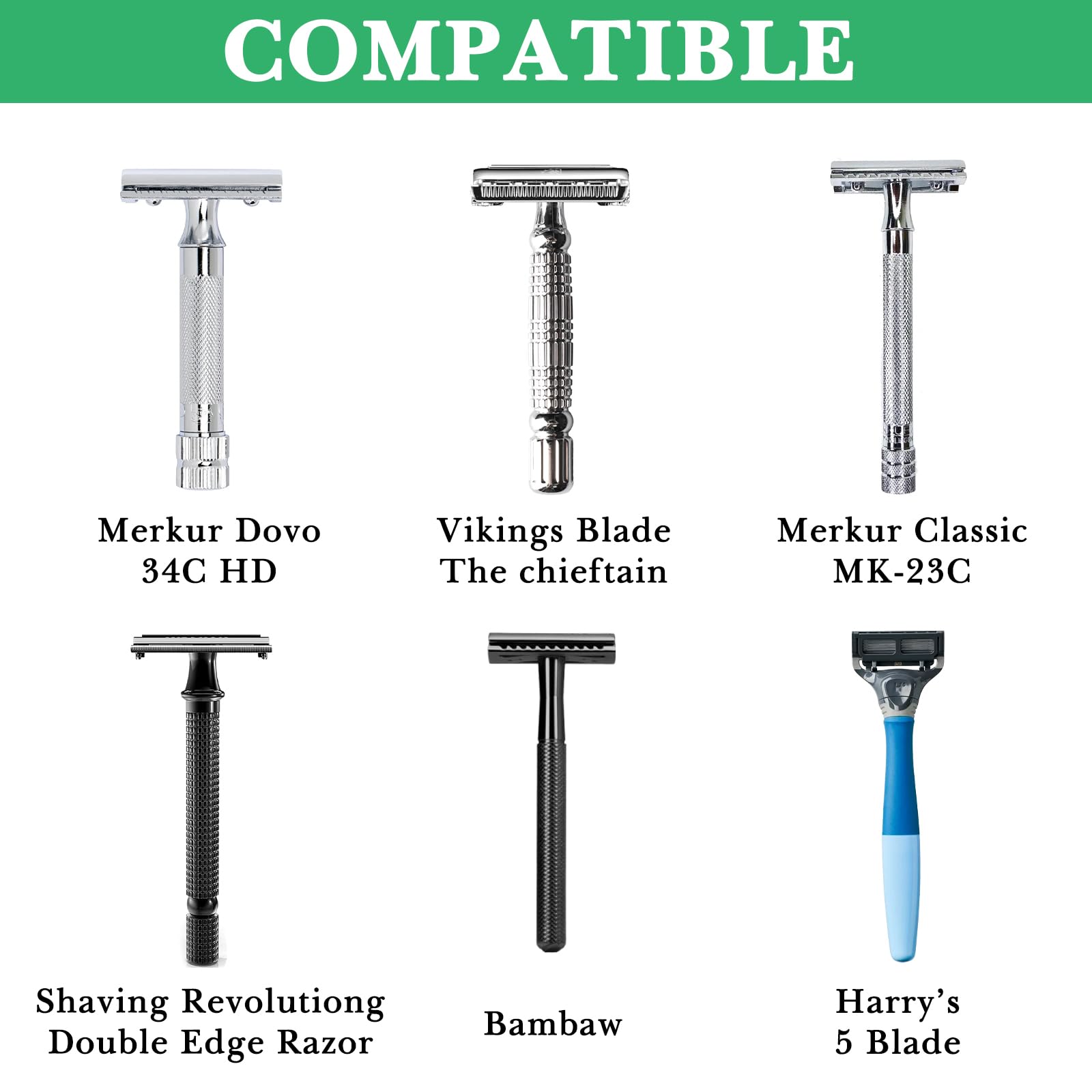 Linkidea Supporto per rasoio, supporto in acciaio inox per la cura della persona, accessori per il bagno e la doccia, compatibile con Merkur 34HD, lama Vikings (argento)