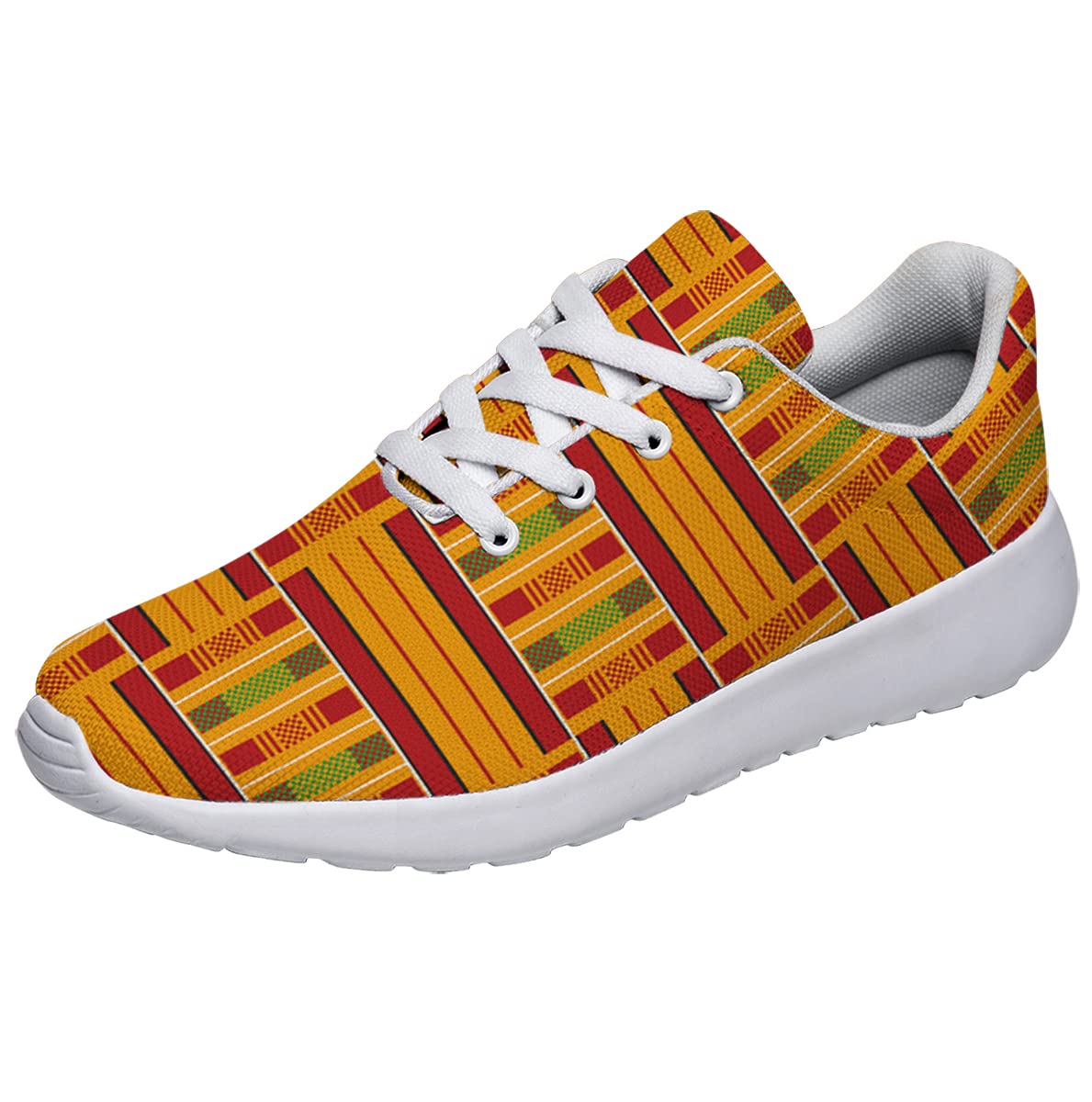Womens Kente African Print Shoes Men Ethnic Tribal Walking Tennis Running Sneakers Kente Shoes Gift for African American Size 6