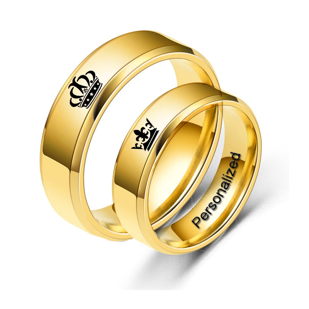 Ihanskio Anillo Personalizado para la Pareja Anillo de Oro de Dentro Puede Grabar Anillos de Compromiso de Boda de Promesa Personalizada Acero Titanio 4mm 6mm 5-13#