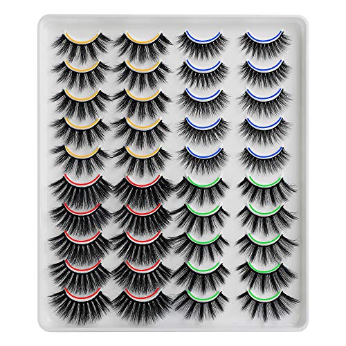 Eefofnn 20 Pairs False Eyelashes 4 Styles Mixed Dramatic Fluffy Long Fake Lashes Pack 3D Wispy Crossed Volume Eyelashes Pack Multipack