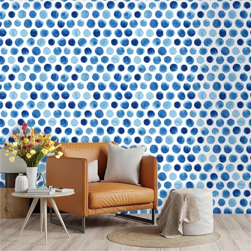 Vinilo adhesivo muebles Círculo Azul Moderno vinilo adhesivo muebles autoadhesivo impermeable decorativo,para Decoración de Paredes en Baño, Sala de Estar, Dormitorio, Muebles Cocina