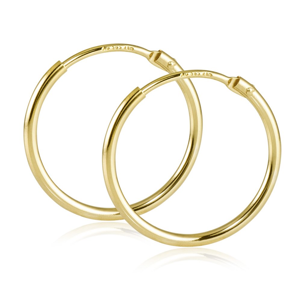 Damen Creolen 585 Gold Ohrringe 17,5mm klein - Goldcreolen 14 Karat GO-7 | Flexible Damenohrringe aus Echtgold 1,3mm breit Made in Germany von MATERIA by Matthias Wagner