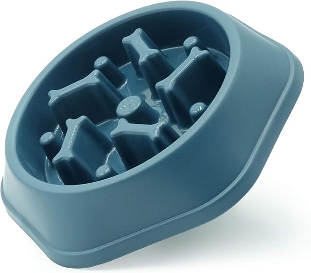 Dog Bowl Slow Feeder Dog Bowl Bloat Stop Dog Food Bowl Interactive Puzzle Healthy Eating Bowl (Navy blue)