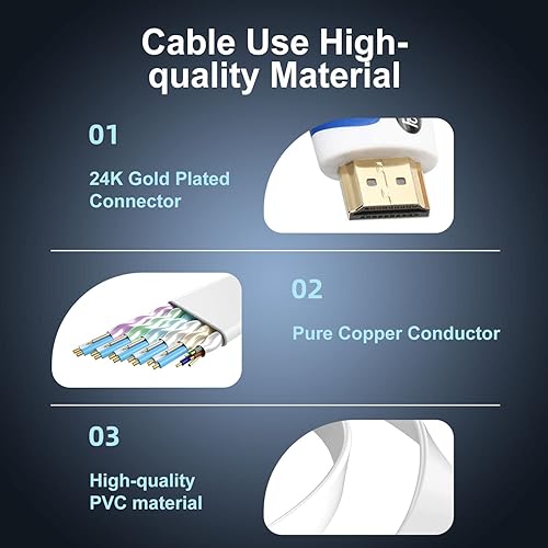 Miniatura 4 de Postta Cable HDMI plano de 100 pies, cable HDMI 2.0 plano con refuerzo de señal incorporado, soporte 4K, 3D, 1080p, Ethernet y retorno de audio,