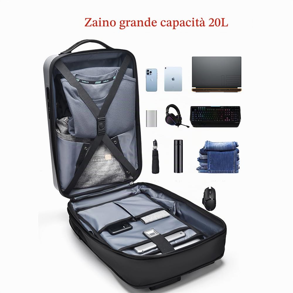 Stile semplice Zaino Porta PC 16 Pollici Impermeabile Zaino espandibile Uomo Lavoro con porta USB Zaino Antifurto Uomo per Uffico Università Scuola Viaggio Business