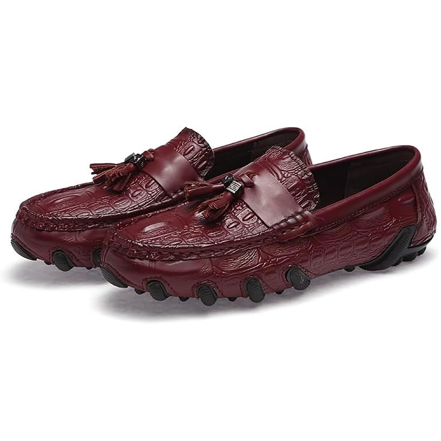 Hombre Mocasines con Borlas Sin Cordones - Cuero Sintético Conducción Casual Zapatos Confort con Plantilla Cojín for Uso Diario Negro Marrón Rojo