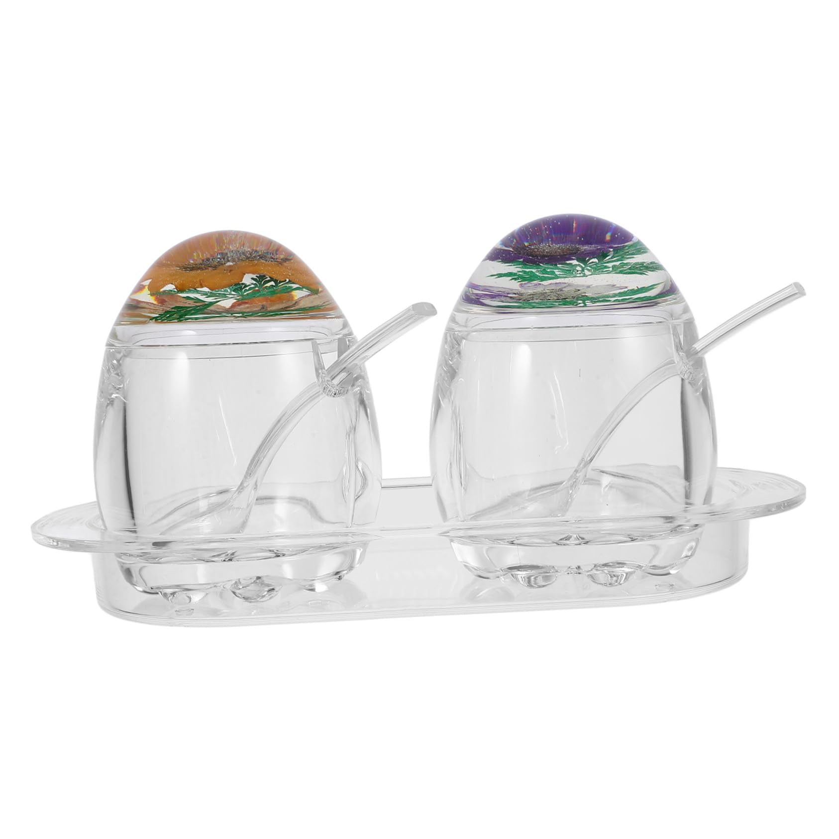 Set di Barattoli per Spezie Acrilici Trasparenti Vassoio Rimovibile Scatola per Condimenti da Cucina Coperchio e Comoda Conservazione