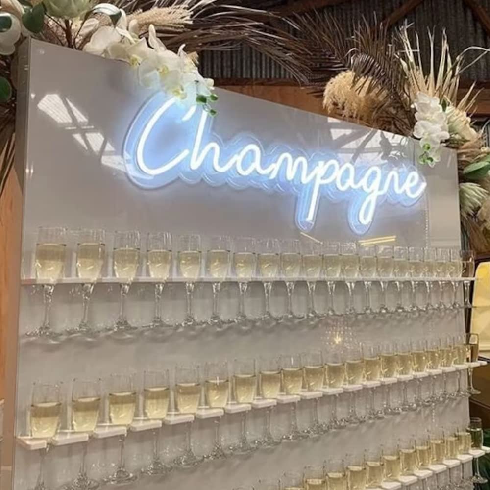 Champagner-Neonschild Partyschild Hochzeit Hintergrund Hochzeit Dekor Wand Neon Kunst Dekor Hochzeit Jahrestag Geburtstag Geschenk Größe: 60 cm