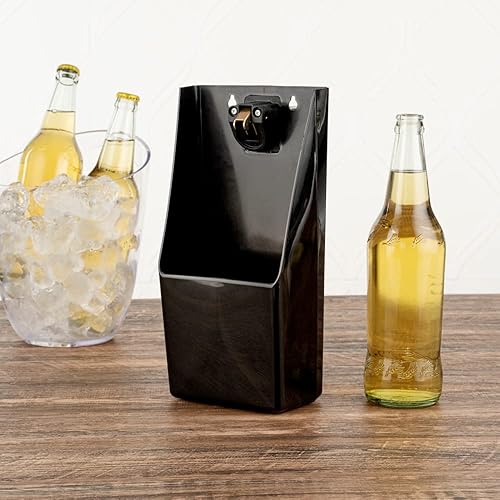 Miniatura 3 de Bar Lux Black Bottle Cap Catcher - con abrebotellas - 8 14" x 5 12" x 3" - Caja de 1 unidad