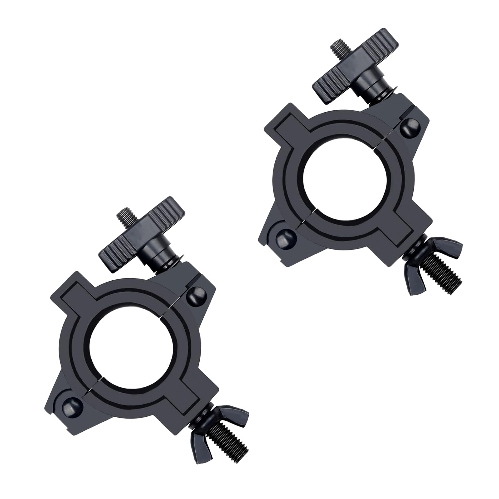 Lot de 2 colliers de serrage pour éclairage de scène, crochet de montage robuste pour lumières DJ, serre-joint torique pour 3 tailles de tuyau de diamètre : 25 mm, 38 mm, 50 mm (2 pièces)
