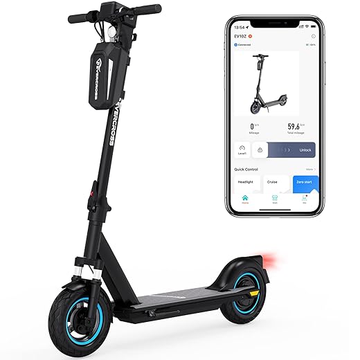 EVERCROSS EV10Z Electric Scooter, App-Enabled E-Scooter, 10" Solid Tires, Folding Electric Scooter for Adults Teenagers