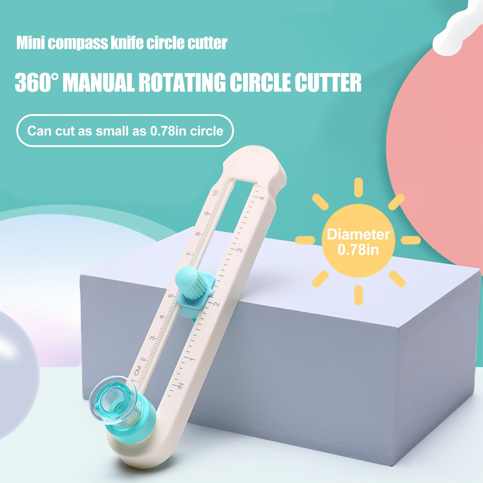 Coupeur De Papier Circulaire 2-20 cm, Cutter Circulaire Réglable pour Diamètres, Rotatif Anti-dérapant Cutter Rotatif Couture, pour Les Projets avec Papier, Scrapbooking, Creation Des Cartes