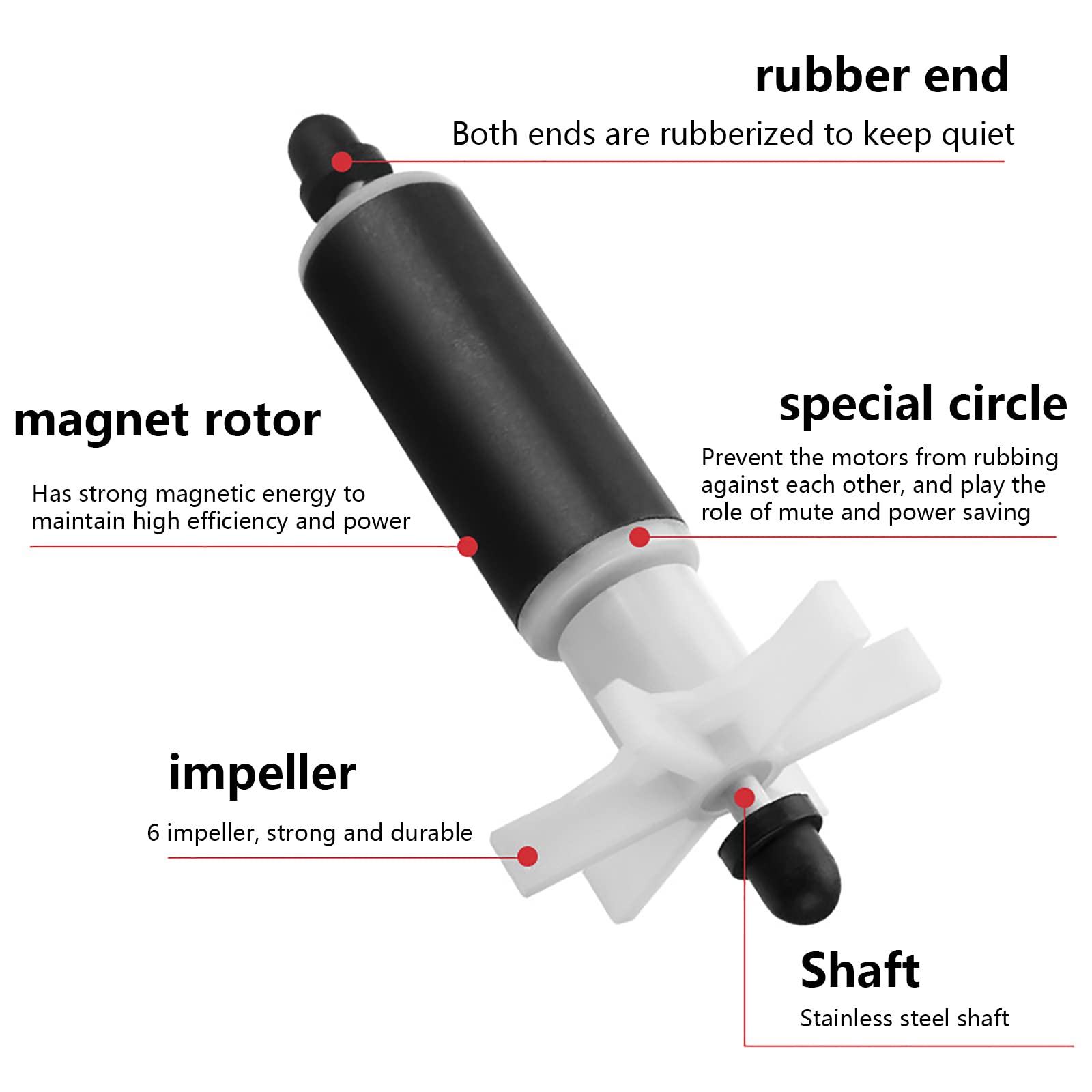 WANGCL Submersible Pump Rotor Impeller with Shaft and Bearing 2m Replacement Magnetic Filter, Black - Image 2