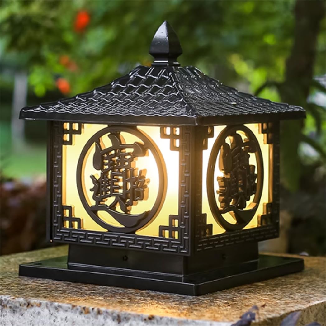 HCIPJQY Traditional Farmhouse Pillar Lantern Bronze Finish, Waterproof Post Lamp for Outside Exterior Deck Walkway and Garden Pillar Landscape Decoration E26 Base Maximum 60W