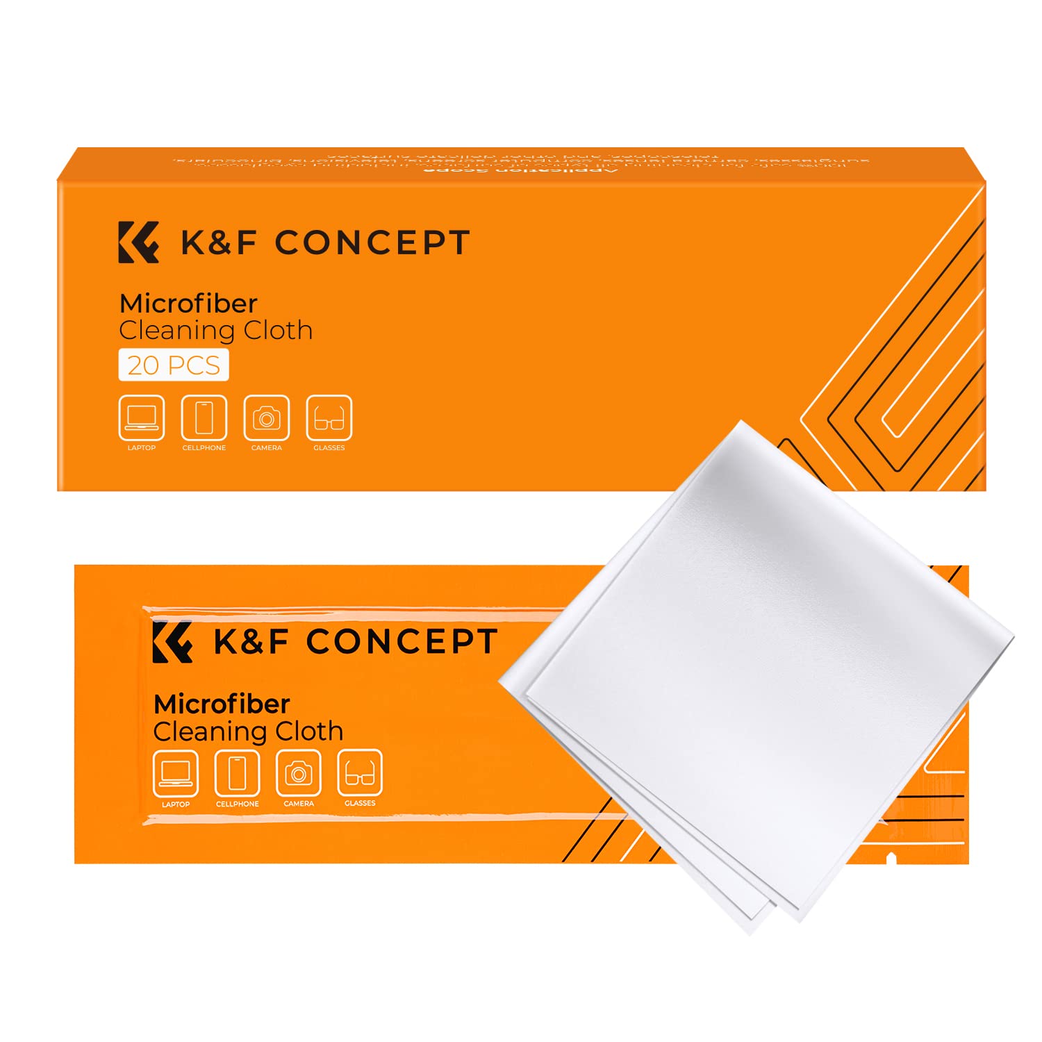 K&F Concept Import Microfiber Cleaning Cloths, 20-Pack Vacuum Wrapped for Camera Lens/Eyeglasses/iPhones/Computers/iPad/LED Screens/Electronics/Precision Instrument