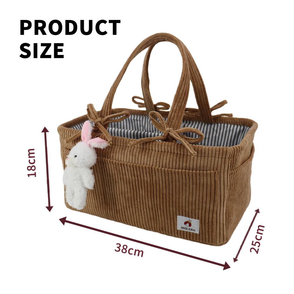 GiggleBug Baby Diaper Caddy Organizer – Nursery Storage Basket for Diapers, Wipes & Essentials – Portable Tote (Modern Brown) - 4