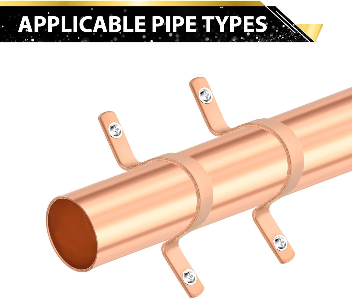 (Pack of 100) Foskan 1/2" C Copper Two Hole Clamp, Copper Plumbing Fittings with Sweat Solder Connection